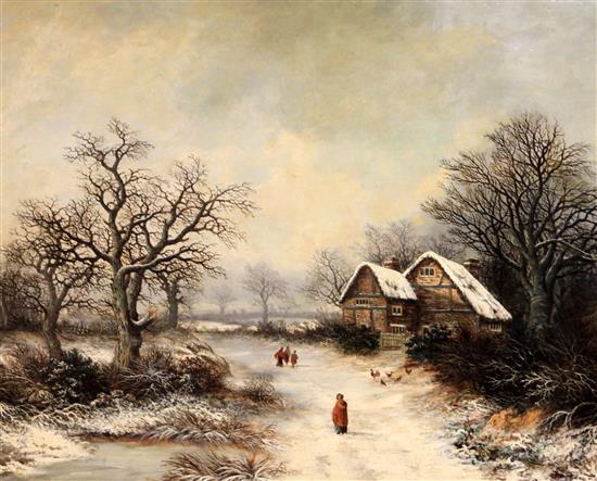 Samuel David Colkett (1806-1863) Figures in a winter landscape 23 x 29.5in.